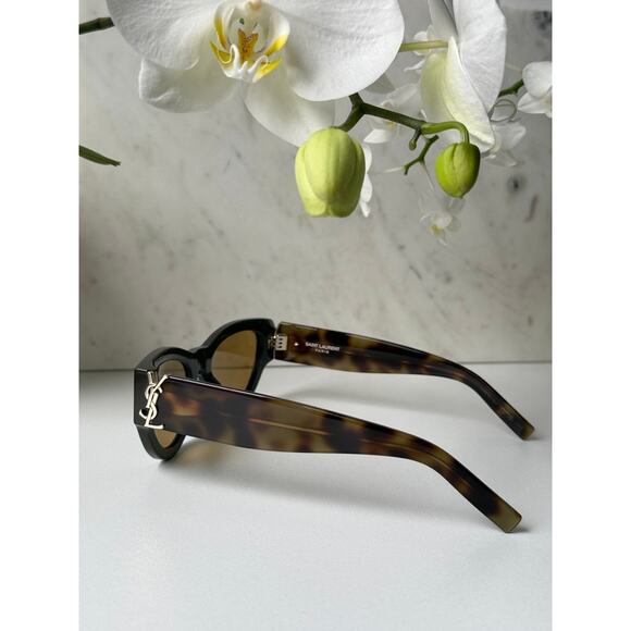 NEW Saint Laurent SLM94/F Brown Gold Cat Eye Sunglasses main image 7